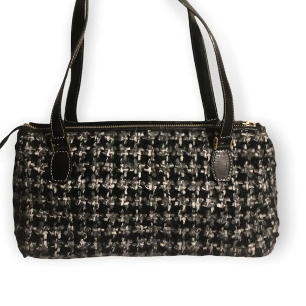 Kate spade black gray and white wool bag made in Italy